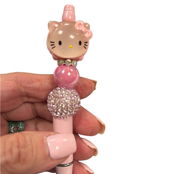 HELLO KITTY Fancy Pink Handmade Beaded Pen BLINGY! - Picture 1 of 6